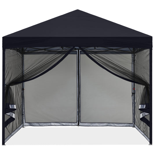 Leisure Sports Pop-Up Easy Setup Outdoor Canopy Tent with Netting Screen Walls - 8x8, 10x10