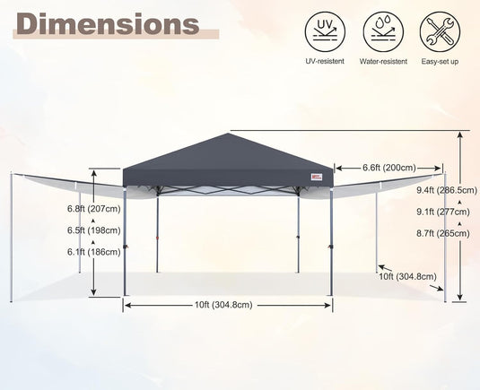 MASTERCANOPY 10x10 Pop-Up Canopy Tent with Two Shelters