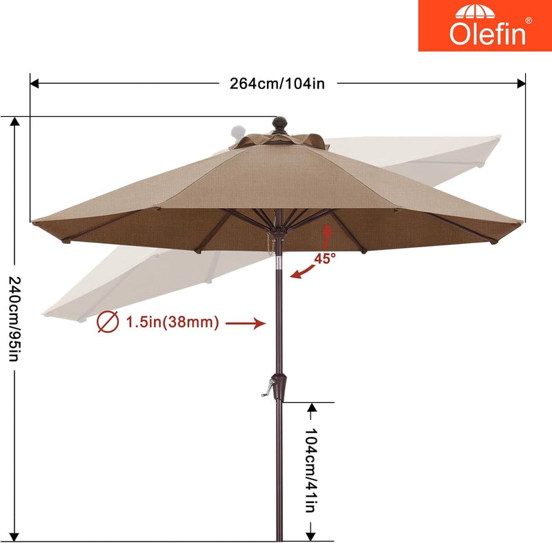 Load image into Gallery viewer, MASTERCANOPY Olefin 5-Year-Non-Fading 9ft Patio Outdoor Table Umbrella 8 Ribs
