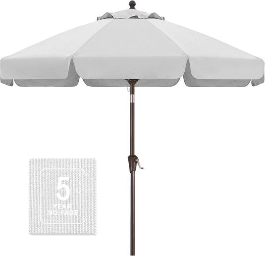 MASTERCANOPY 9FT Olefin Valance Patio Umbrella 5-Year-Non-Fading 8 Fiberglass Ribs
