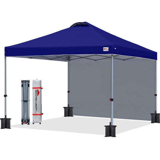 Leisure Sports Durable Ez Pop-Up Canopy Tent with One Sidewall - 8x8, 10x10, 12x12