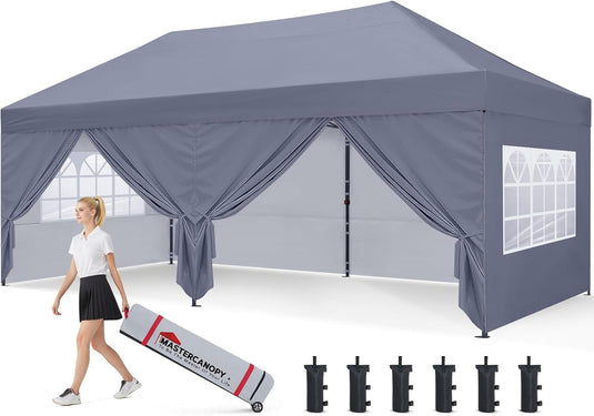 Leisure Sports Pop-Up Canopy Tent with Church Window Sidewalls - 10x10, 10x20