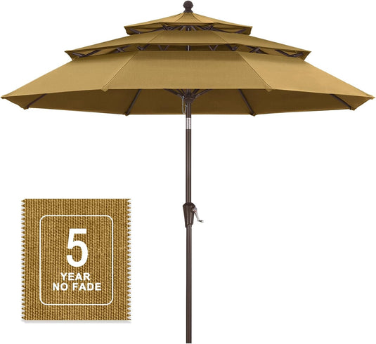 MASTERCANOPY 9ft 3-Tier Olefin Patio Umbrella 5-Year-Non-Fading