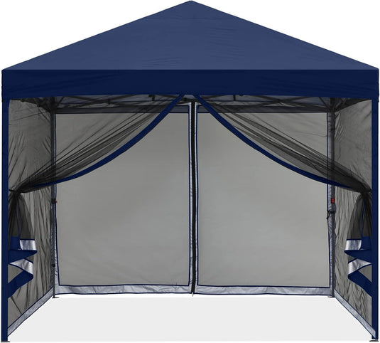 Leisure Sports Pop-Up Easy Setup Outdoor Canopy Tent with Netting Screen Walls - 8x8, 10x10