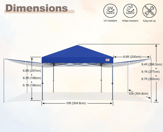 MASTERCANOPY 10x10 Pop-Up Canopy Tent with Two Shelters
