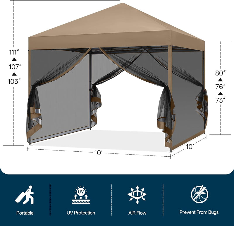 Load image into Gallery viewer, Leisure Sports Pop-Up Easy Setup Outdoor Canopy Tent with Netting Screen Walls - 8x8, 10x10
