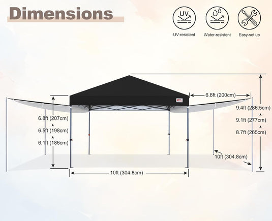 MASTERCANOPY 10x10 Pop-Up Canopy Tent with Two Shelters