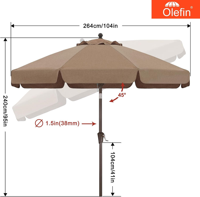 Load image into Gallery viewer, MASTERCANOPY 9FT Olefin Valance Patio Umbrella 5-Year-Non-Fading 8 Fiberglass Ribs
