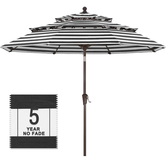 MASTERCANOPY 9ft 3-Tier Olefin Patio Umbrella 5-Year-Non-Fading