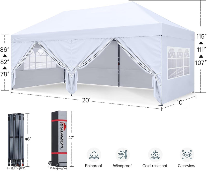 Load image into Gallery viewer, Leisure Sports Pop-Up Canopy Tent with Church Window Sidewalls - 10x10, 10x20

