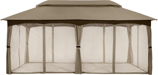 10x20 Outdoor Patio Gazebo with Steel Frame and Netting Walls-CA