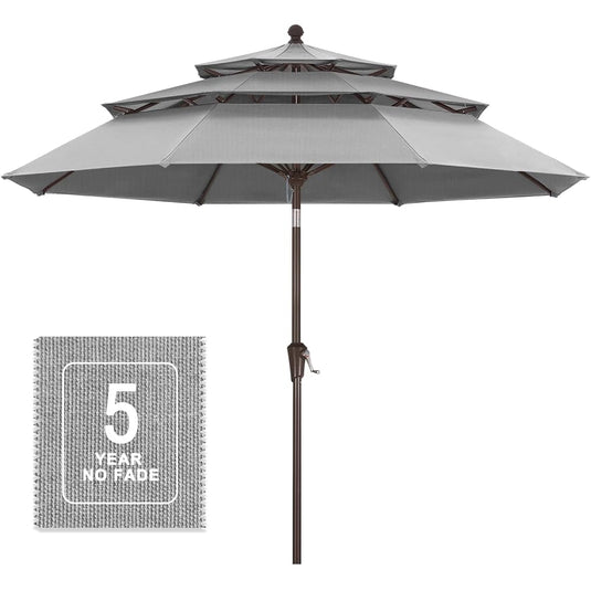 MASTERCANOPY 9ft 3-Tier Olefin Patio Umbrella 5-Year-Non-Fading
