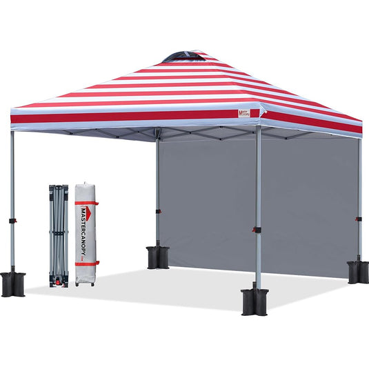 Leisure Sports Durable Ez Pop-Up Canopy Tent with One Sidewall - 8x8, 10x10, 12x12
