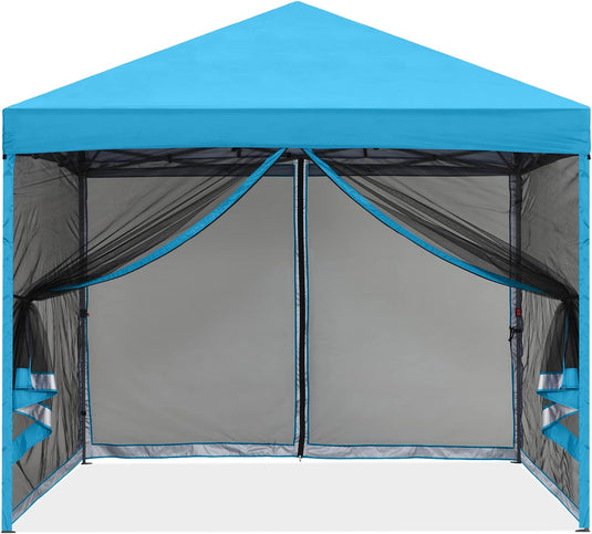 Leisure Sports Pop-Up Easy Setup Outdoor Canopy Tent with Netting Screen Walls - 8x8, 10x10