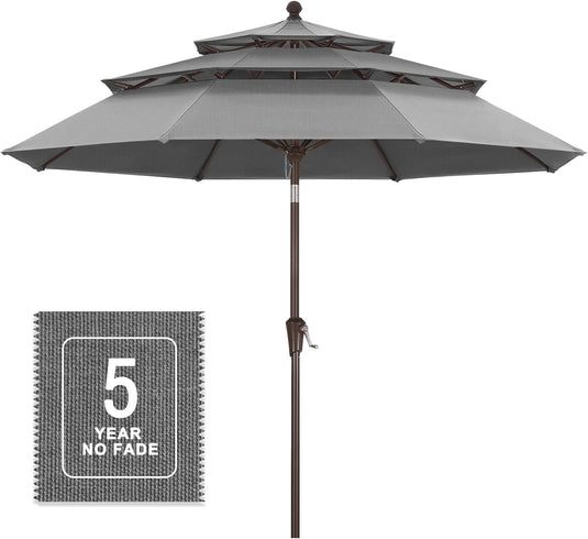MASTERCANOPY 9ft 3-Tier Olefin Patio Umbrella 5-Year-Non-Fading
