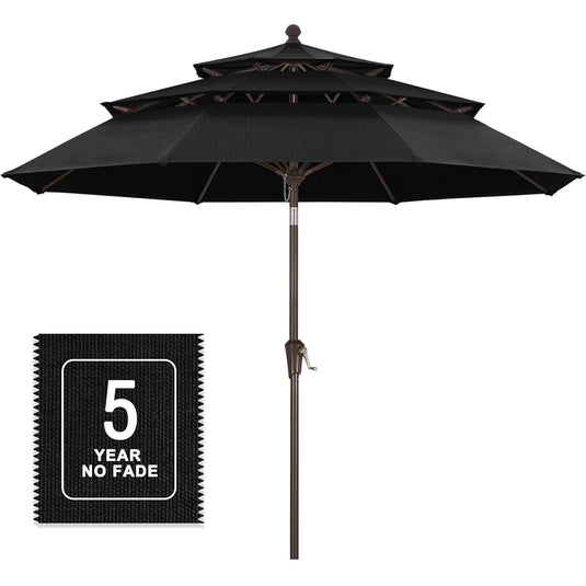 MASTERCANOPY 9ft 3-Tier Olefin Patio Umbrella 5-Year-Non-Fading