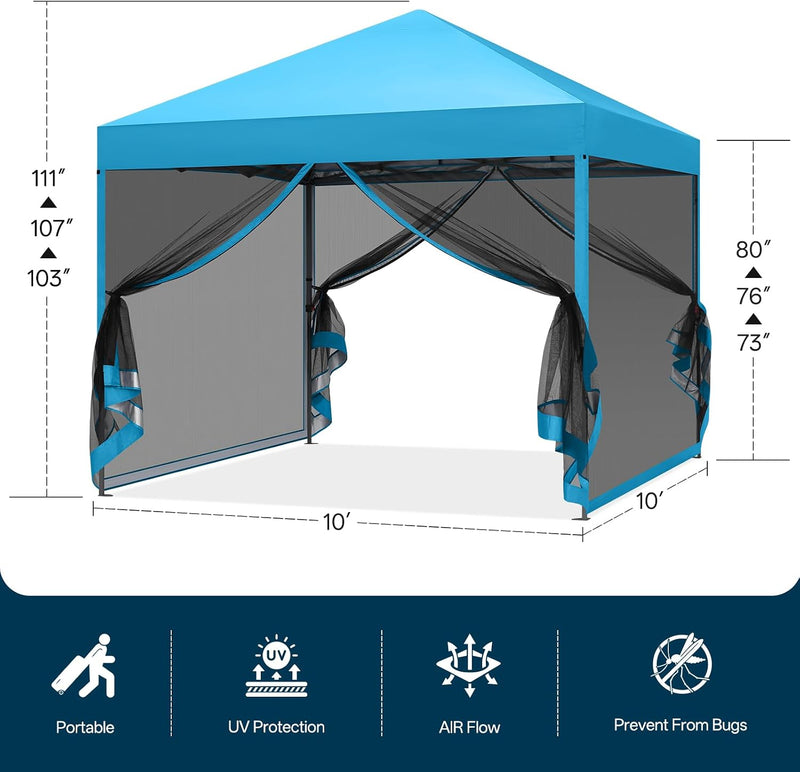 Load image into Gallery viewer, Leisure Sports Pop-Up Easy Setup Outdoor Canopy Tent with Netting Screen Walls - 8x8, 10x10
