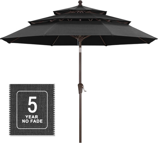 MASTERCANOPY 9ft 3-Tier Olefin Patio Umbrella 5-Year-Non-Fading