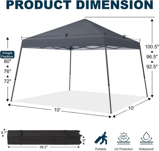 Leisure Sports Portable Pop-Up Canopy Tent with Large Base - 10x10
