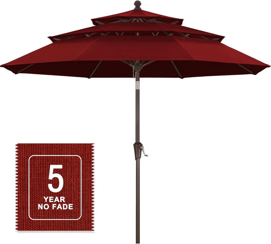 MASTERCANOPY 9ft 3-Tier Olefin Patio Umbrella 5-Year-Non-Fading