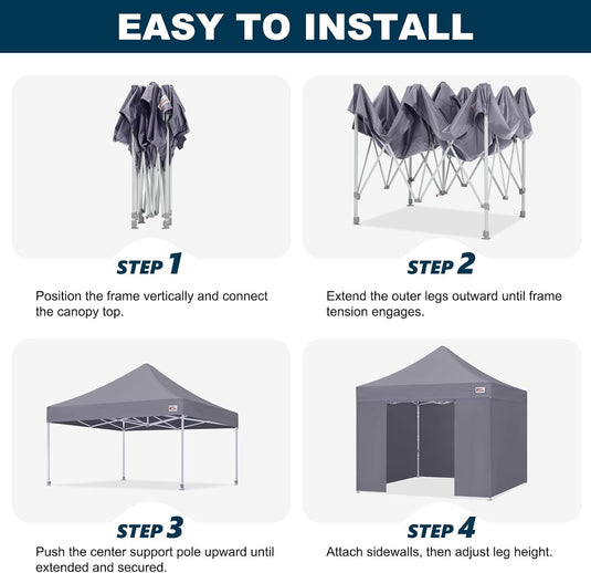 Mastercanopy Core-35 Premium Heavy Duty Instant Canopy Tent with Sidewalls - 10x10, 10x15, 10x20