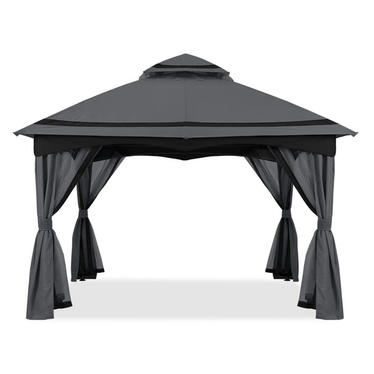 8x8/10x10/10x12 Outdoor Double Soft-Top Patio Gazebo with Mosquito Netting