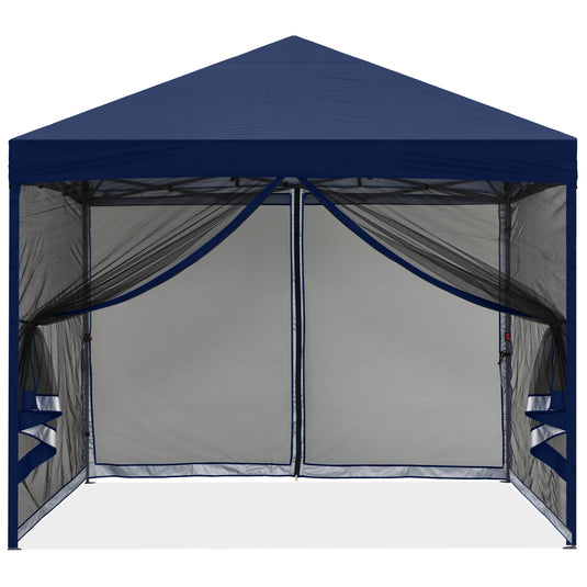 Leisure Sports Pop-Up Easy Setup Outdoor Canopy Tent with Netting Screen Walls - 8x8, 10x10