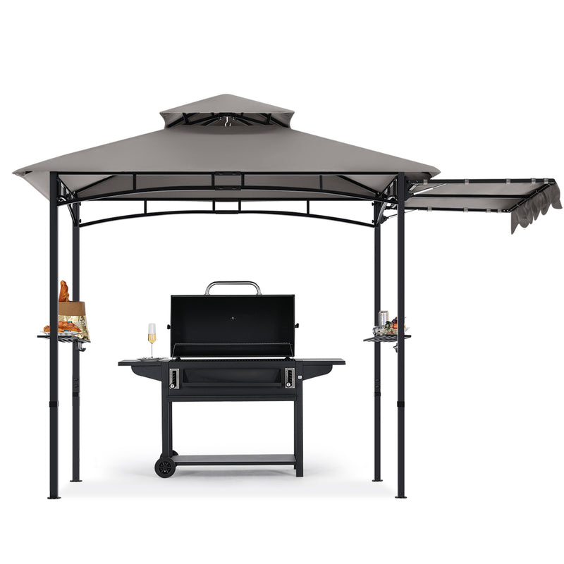 Load image into Gallery viewer, 11x5 Grill Gazebo with Extra Side Awning Outdoor BBQ Gazebo with 2 LED Lights
