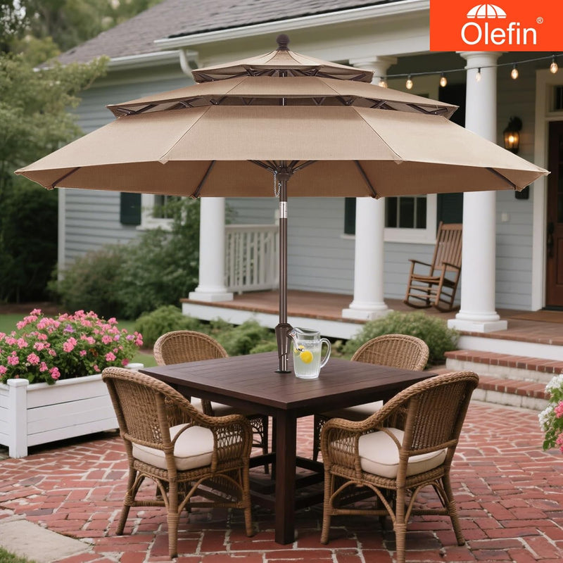 Load image into Gallery viewer, MASTERCANOPY 9ft 3-Tier Olefin Patio Umbrella 5-Year-Non-Fading
