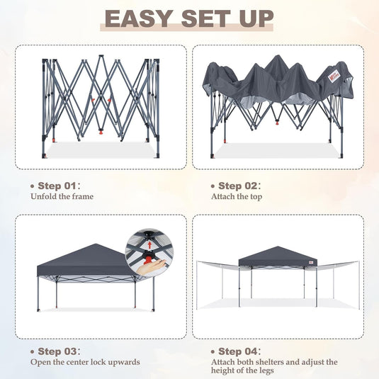 MASTERCANOPY 10x10 Pop-Up Canopy Tent with Two Shelters