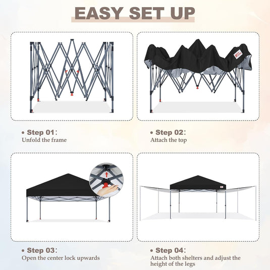 MASTERCANOPY 10x10 Pop-Up Canopy Tent with Two Shelters
