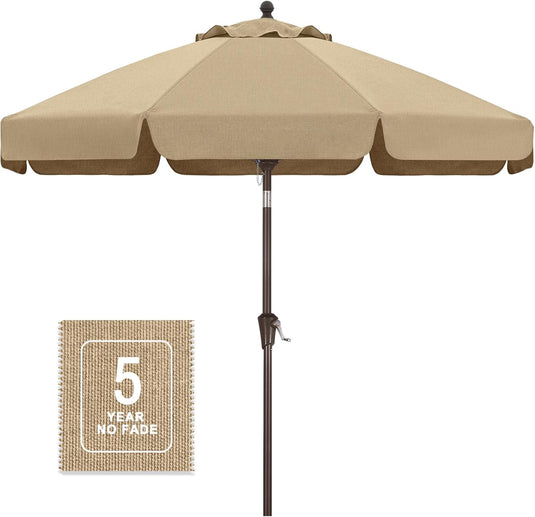 MASTERCANOPY 9FT Olefin Valance Patio Umbrella 5-Year-Non-Fading 8 Fiberglass Ribs