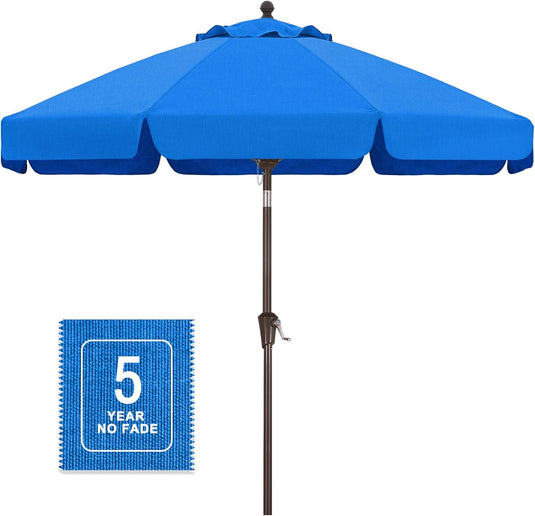 MASTERCANOPY 9FT Olefin Valance Patio Umbrella 5-Year-Non-Fading 8 Fiberglass Ribs