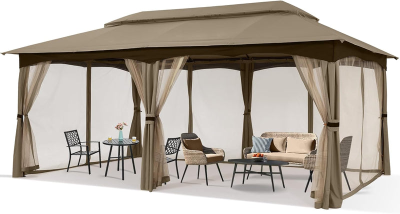 Load image into Gallery viewer, 10x20 Outdoor Patio Gazebo with Steel Frame and Netting Walls-CA
