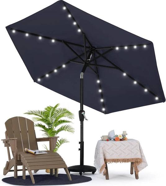 MASTERCANOPY Patio Umbrella with 32 Solar LED Lights 6/8 Ribs-CA