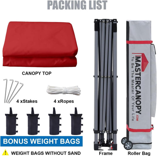 Leisure Sports Easy Pop-Up Canopy Tent with Sidewalls - 8x8, 10x10, 12x12