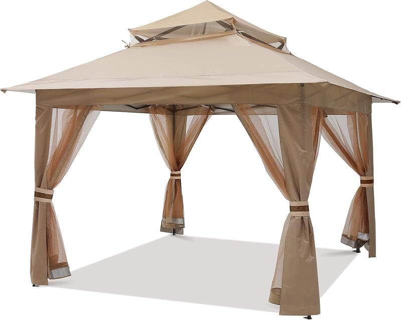 Load image into Gallery viewer, 11x11/13x13 Patio Gazebo Outdoor Pop Up Gazebo with Mesh Walls-CA
