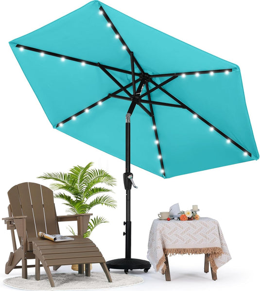 MASTERCANOPY Patio Umbrella with 32 Solar LED Lights 6&8 Ribs