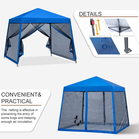 Leisure Sports Stable Pop-Up Canopy Tent with Mosquito Netting - 8x8, 10x10, 11x11