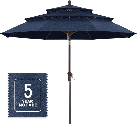 MASTERCANOPY 9ft 3-Tier Olefin Patio Umbrella 5-Year-Non-Fading
