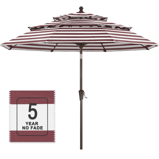 MASTERCANOPY 9ft 3-Tier Olefin Patio Umbrella 5-Year-Non-Fading
