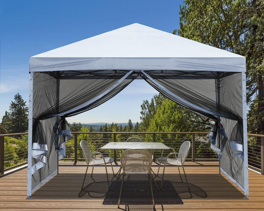 Leisure Sports Pop-Up Easy Setup Outdoor Canopy Tent with Netting Screen Walls - 8x8, 10x10