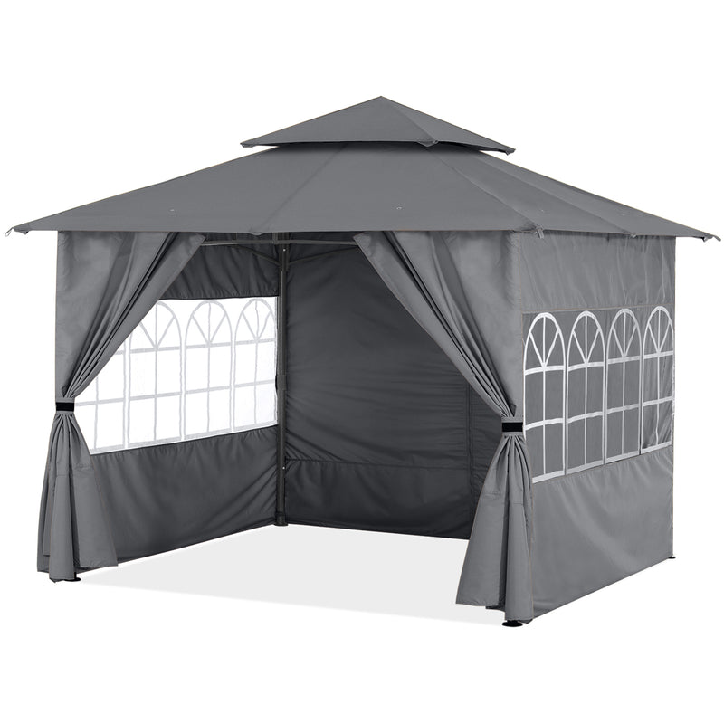 Load image into Gallery viewer, 9x9/10x12/11x11 Patio Outdoor Gazebo Steel Frame with Windows Curtains
