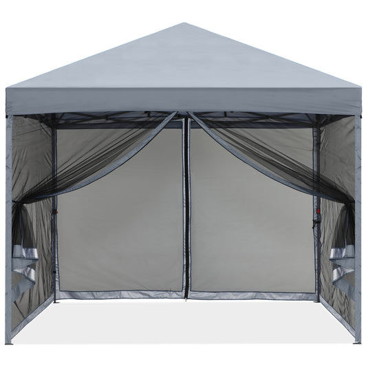 Leisure Sports Pop-Up Easy Setup Outdoor Canopy Tent with Netting Screen Walls - 8x8, 10x10