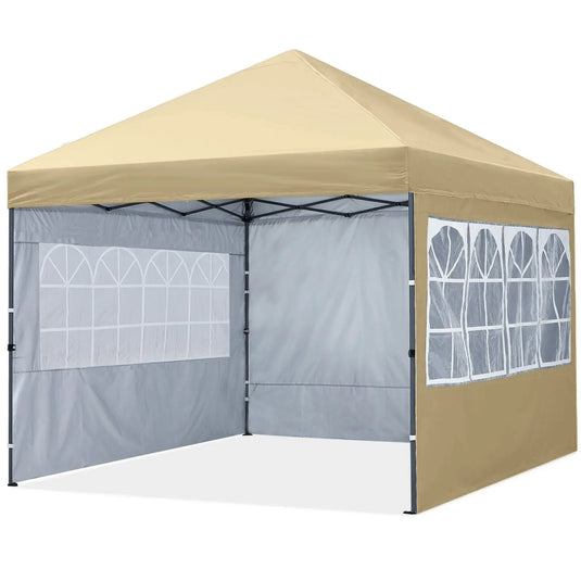 10x10 Leisure Sports Pop-Up Canopy Tent with Church Window Sidewalls-CA