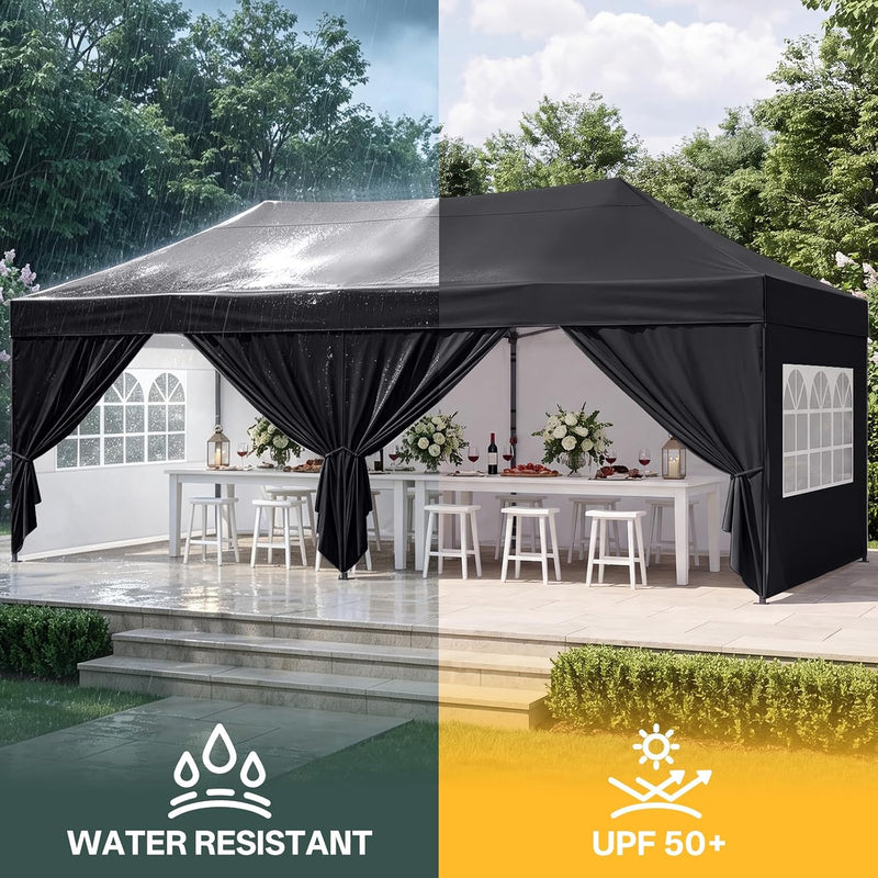 Load image into Gallery viewer, Leisure Sports Pop-Up Canopy Tent with Church Window Sidewalls - 10x10, 10x20
