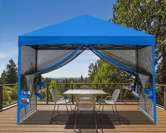 Leisure Sports Pop-Up Easy Setup Outdoor Canopy Tent with Netting Screen Walls - 8x8, 10x10