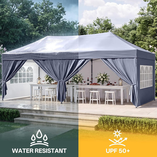Leisure Sports Pop-Up Canopy Tent with Church Window Sidewalls - 10x10, 10x20