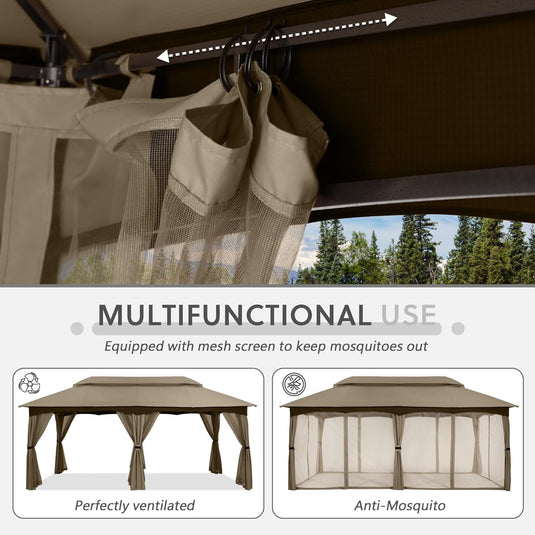 10x20 Outdoor Patio Gazebo with Steel Frame and Netting Walls-CA