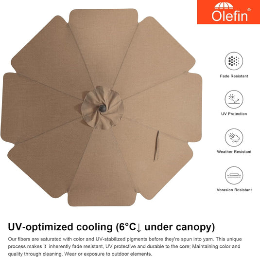 MASTERCANOPY 9FT Olefin Valance Patio Umbrella 5-Year-Non-Fading 8 Fiberglass Ribs